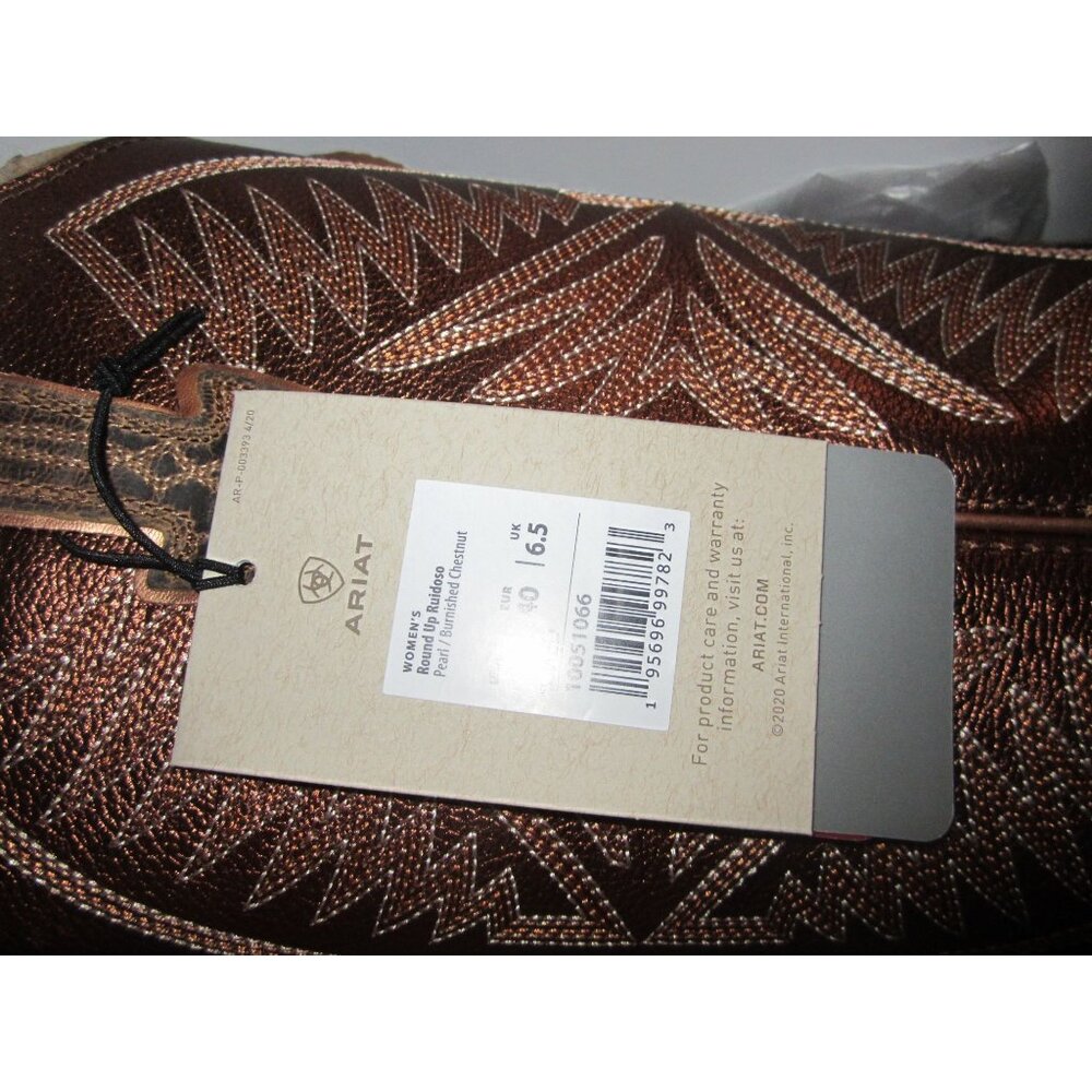 Women's Round  Up Ruidoso Western Boot PEARL BURNISHED CHESTNUT Size 9 B - Picture 9 of 11